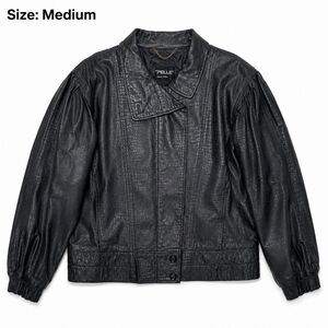 Vintage PELLE New York Milano Leather Jacket Women’s Medium Black Croc